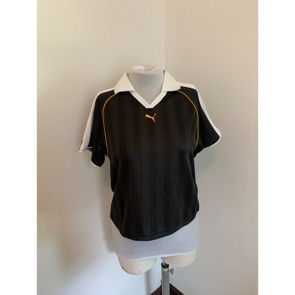 Puma T7 Football Polo Jersey Women's S Black Striped Relaxed Activewear Collared - Picture 14 of 16